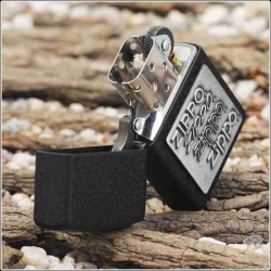 Zippo Pewter in Black Crackle