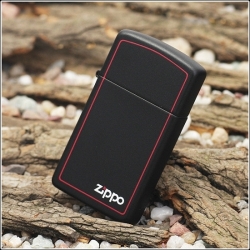 Zippo Slim® Black Matte w/Zippo® & Border