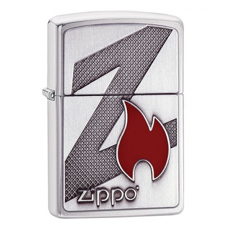 Zippo Z Flame Logo Emblem, Brushed Chrome