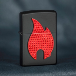 Zippo Bling Flame Emblem, Black Matte