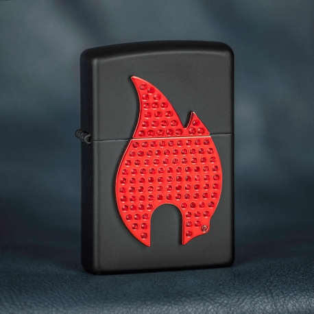 Zippo Bling Flame Emblem, Black Matte