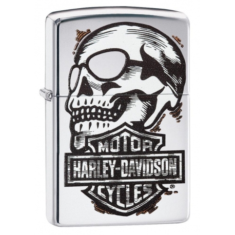 Zippo Harley Davidson Skull - High Polish Chrome