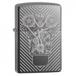 Zippo Engraved Motor - Black Ice