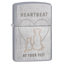 Zippo Heartbeat At Your Feet Linen Weave Chrome