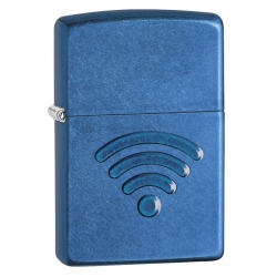 Zippo "WiFi Stamp" Cerulean Blue Finish