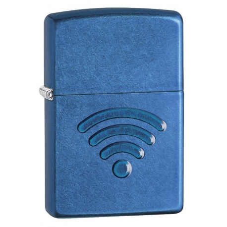 Zippo "WiFi Stamp" Cerulean Blue Finish