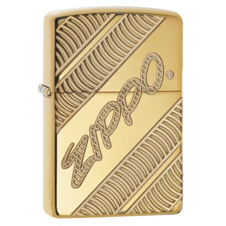 Zippo "Deep Carved Armor" High Polish Brass