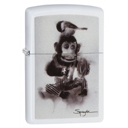 Zippo "Spazuk-Monkey With a Bird" White Matte