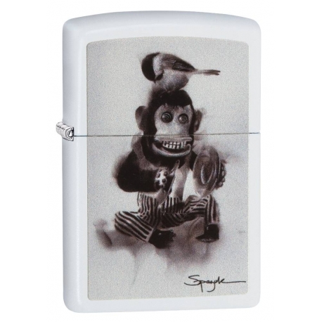 Zippo "Spazuk-Monkey With a Bird" White Matte